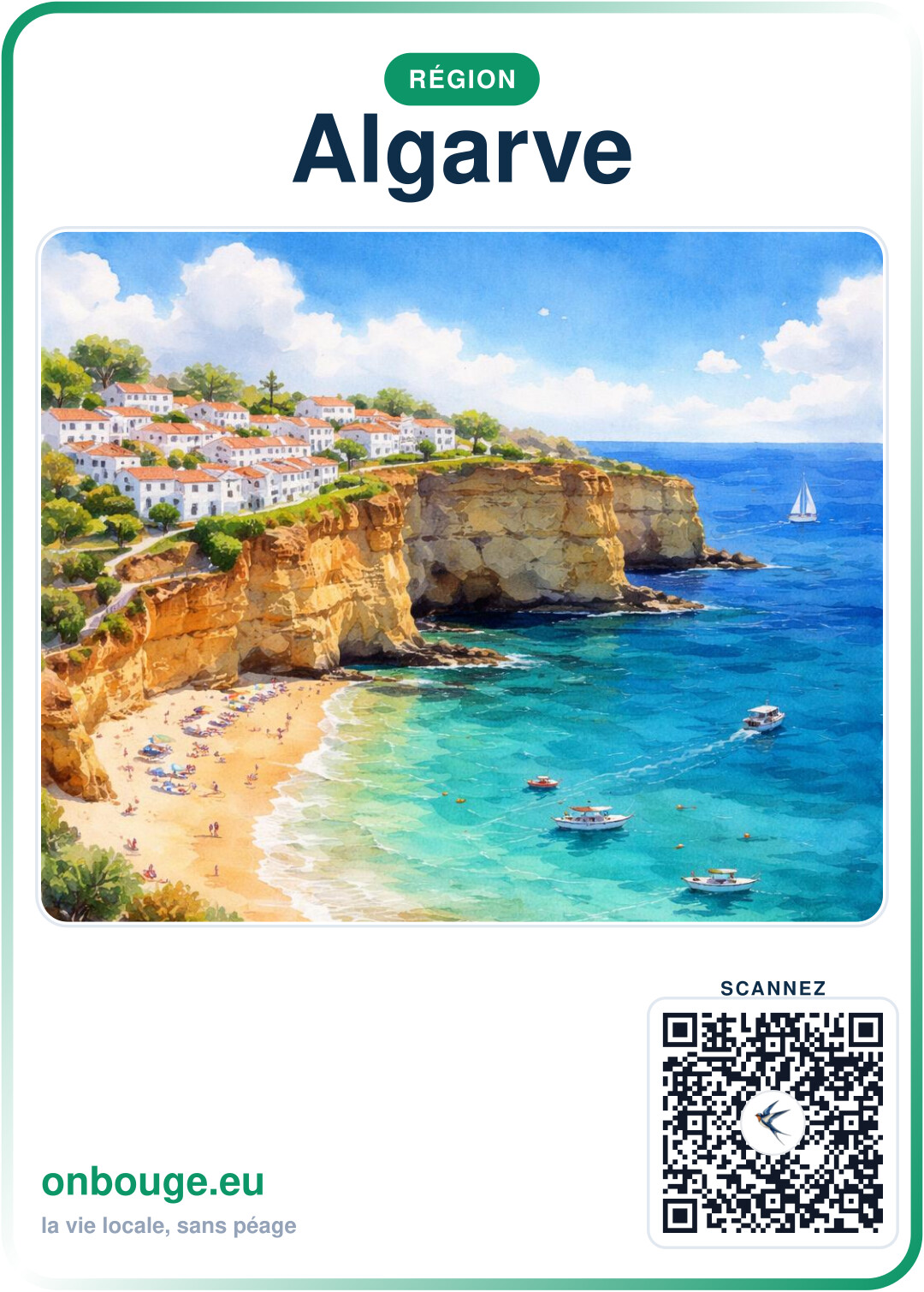 Aguarela Algarve — carte OnBouge avec QR