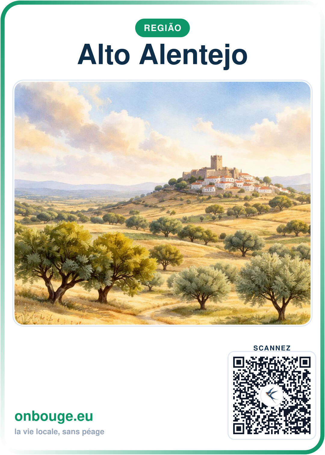 Aguarela Alto Alentejo — carte OnBouge avec QR