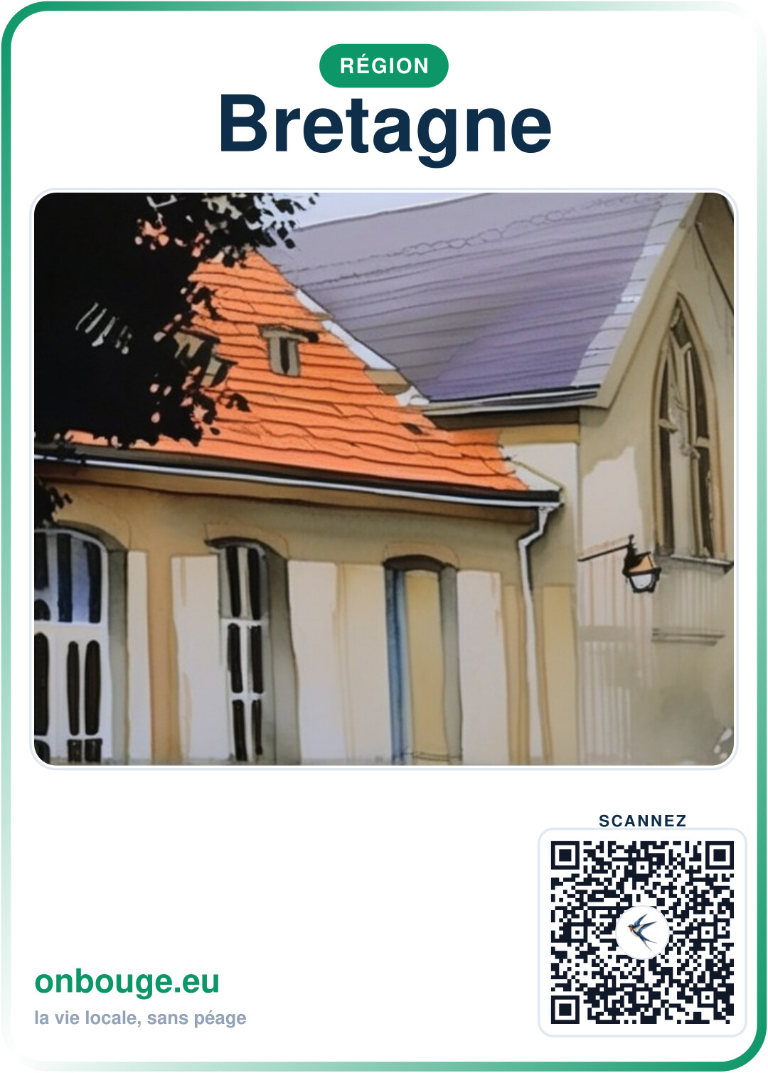 Aquarelle Bretagne — carte OnBouge avec QR