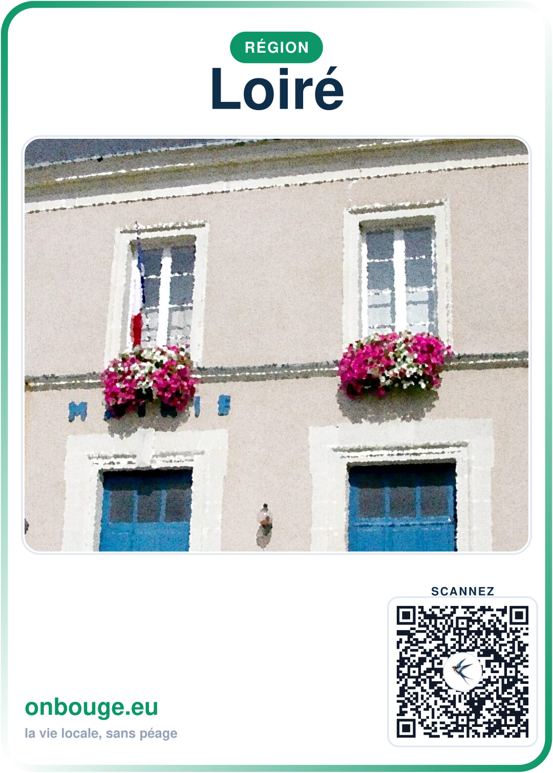Aquarelle Loire — carte OnBouge avec QR