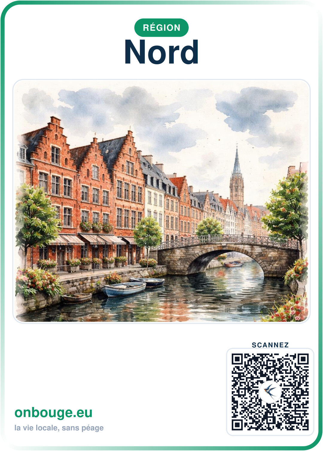 Aquarelle Nord — carte OnBouge avec QR