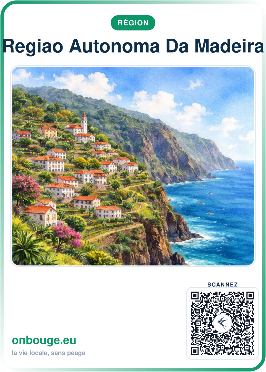 Aguarela Madeira — carte OnBouge avec QR